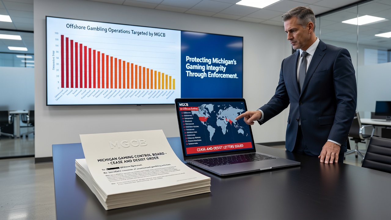 Regulatory documents and warning notices related to offshore gambling enforcement in Michigan